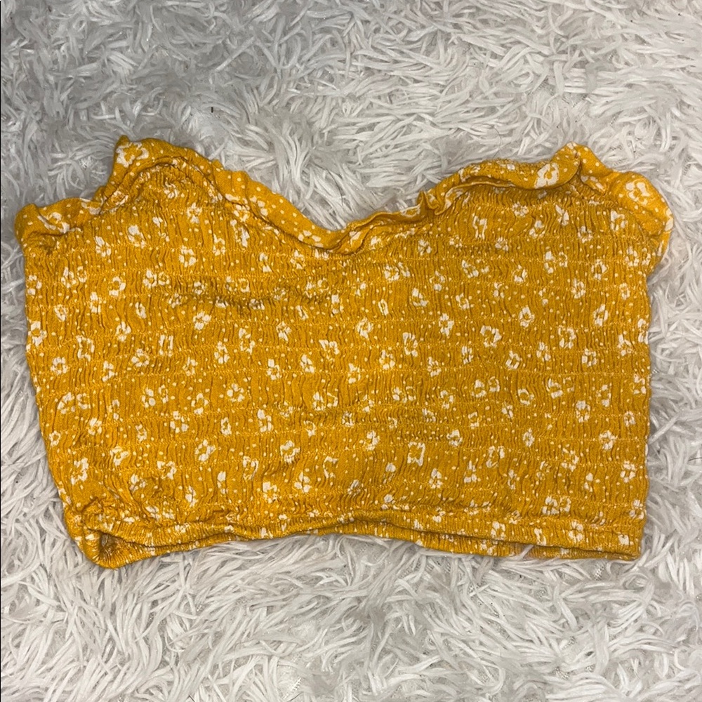 Yellow Crop Camisole with Floral Print